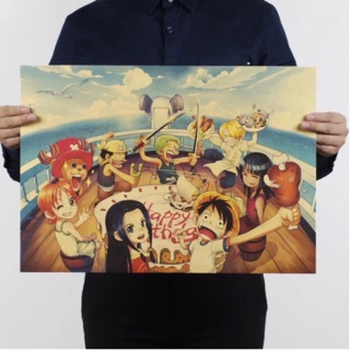 [現貨]海賊王人物 ONE PIECE 航海王 懷舊海報健身房 酒吧 臥室宿舍客廳牆畫裝飾畫 復古牛皮紙咖啡廳