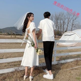 【COUPLE】🌼🌼小眾設計感2022潮流夏法式情侶裝日常結婚登記旅拍溫柔長裙