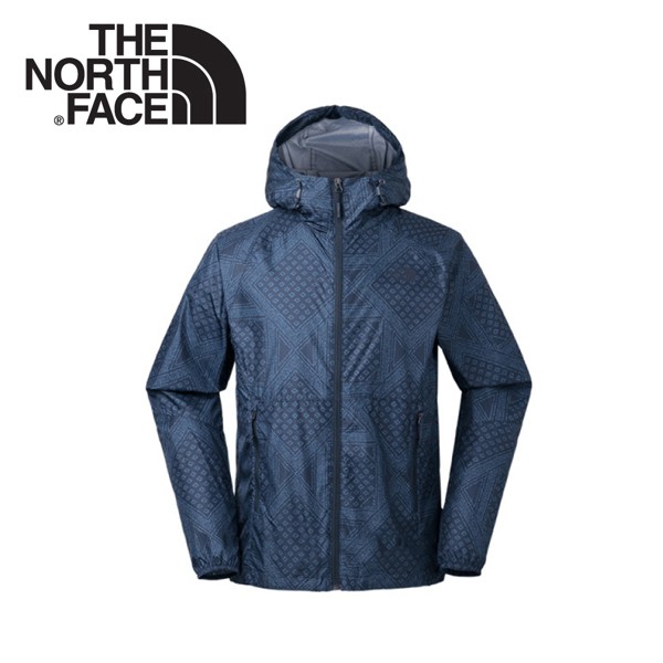 【The North Face 男 防風外套《藍色印花》】3CHA/防風外套/悠遊山水