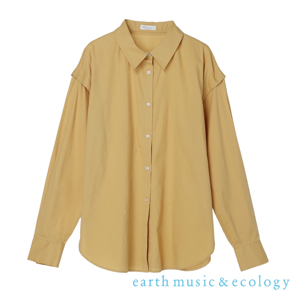 earth music&amp;ecology 【WEB限定】素面/直條紋拼接袖設計襯衫/罩衫(BA22L0A0140)