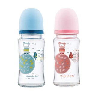 奇哥 晶透實感寬口玻璃奶瓶240ML(藍|粉)【麗兒采家】