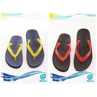 WAVE3 (男款)161001 台灣製-果凍耳帶人字拖鞋.夾腳拖鞋.海灘拖-黑紅&藍黃-