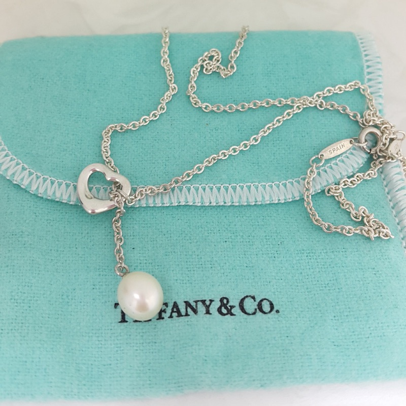 Tiffany 珍珠穿愛心項鍊二手正品 蝦皮購物