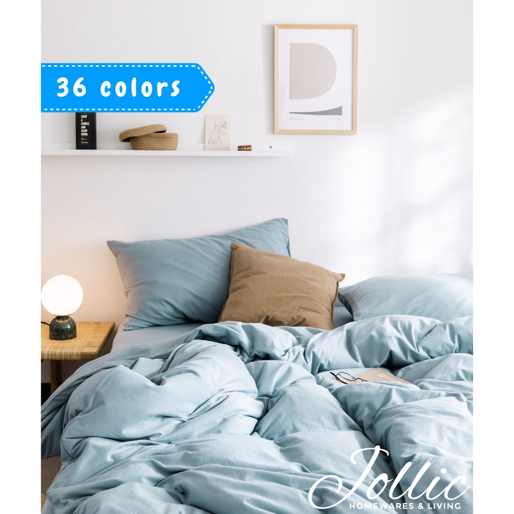 Jollic 淺藍色 天藍色 淡藍色床包雙人 單人加大 特大可單買床包組天竺棉純棉四件組素面床包組簡約親膚