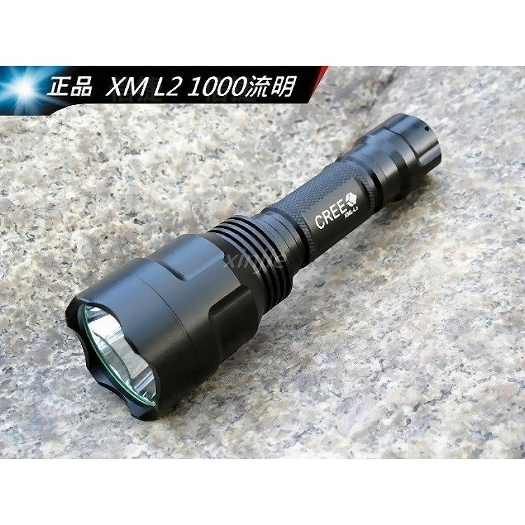 信捷【A14單】黃光 C8 CREE XM-L2 強光手電筒 使用18650電池 Q5 T6 U2