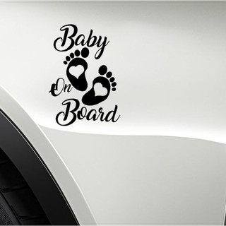 沛恩精品 小孩反光車貼 Baby On Board 英文車貼寶寶在車內腳印貼 造型貼紙 個性貼紙 適用FORD KUGA