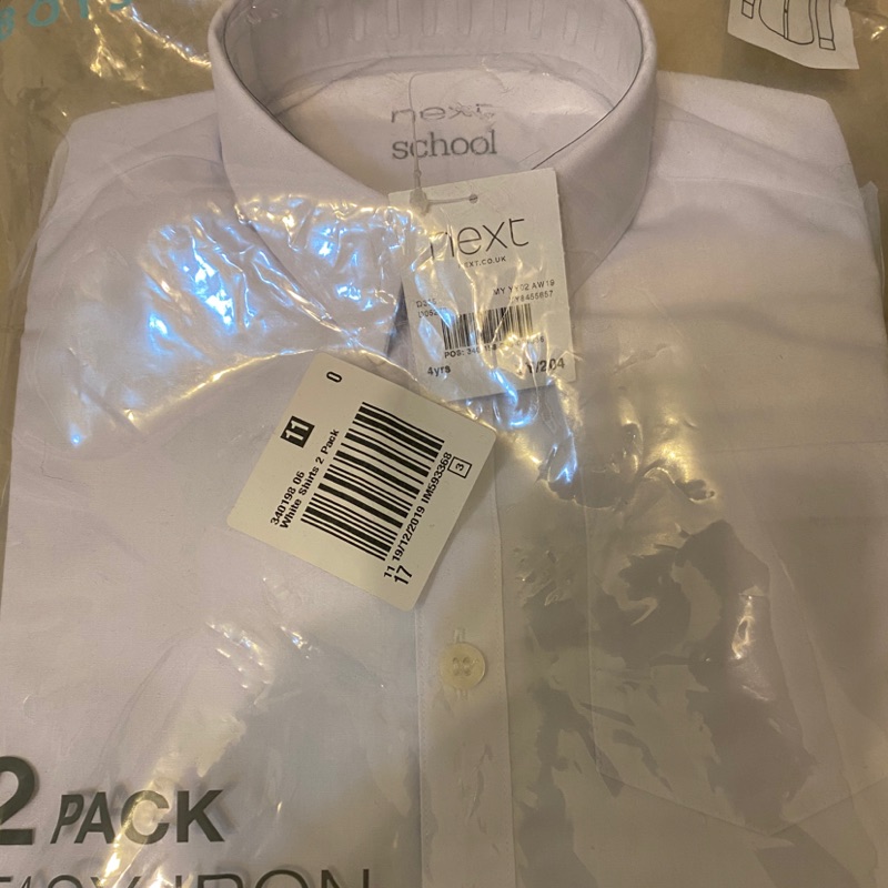 Next 男童白色襯衫👕 可當學校制服 一件 4y