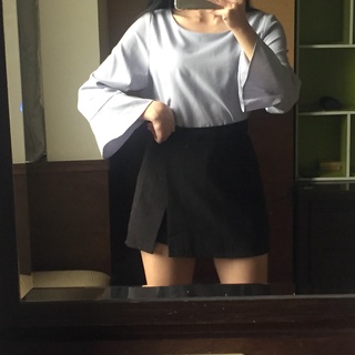 霧藍色 氣質七分袖女上衣 簡約好搭