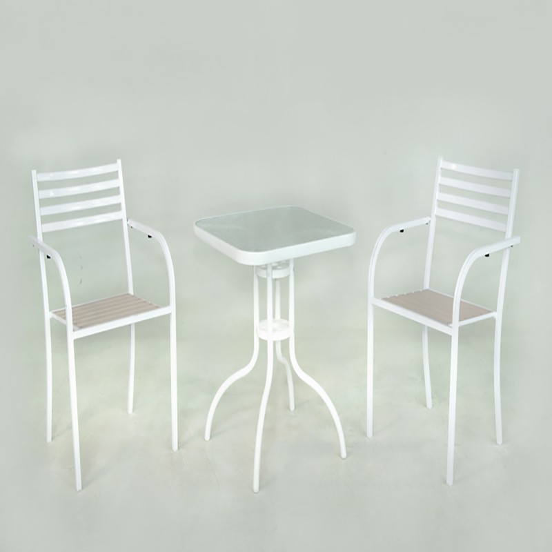 【FU22-B】 60cm半鋁玻璃方桌椅組