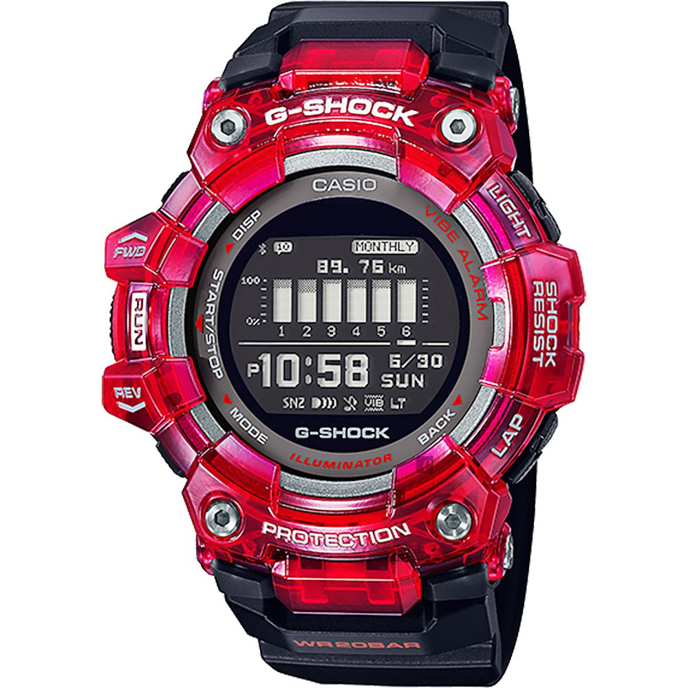 ∣聊聊可議∣CASIO 卡西歐 G-SHOCK 多功能運動藍芽電子錶-紅 GBD-100SM-4A1