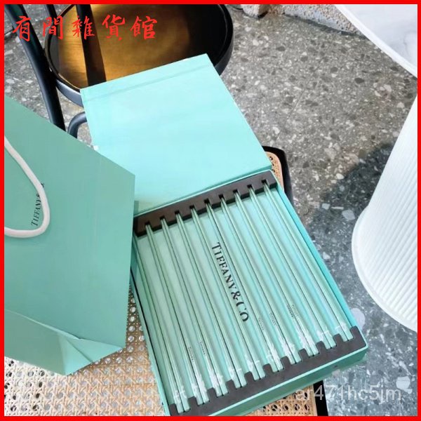 Tiffany蒂芙尼精品陶瓷筷子10件套歐式高檔防滑純色傢用輕奢餐具 筷子 餐具 料理筷 禮物