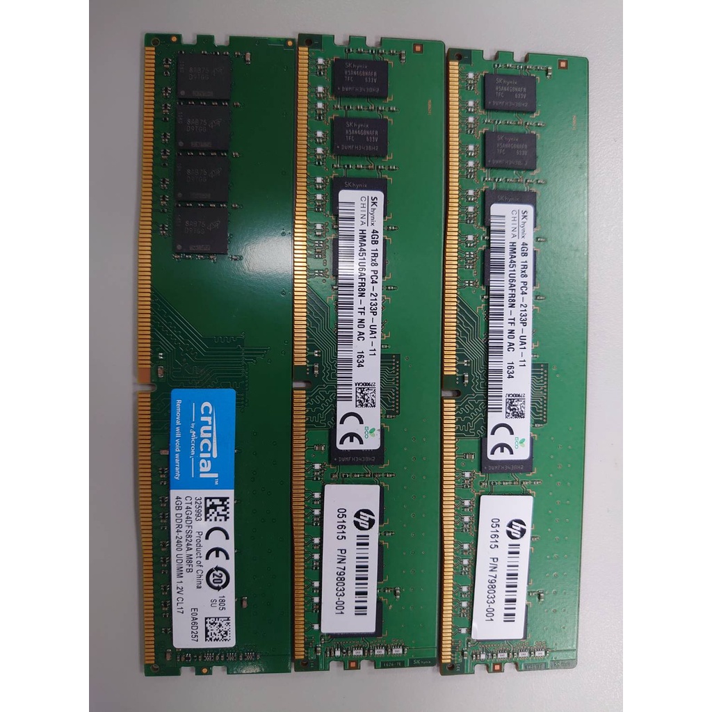 二手 4GB DDR4記憶體(SK海力士、CRUCIAL)