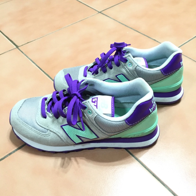 New balance 574 慢跑鞋 紫+綠+灰