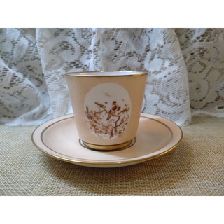 1960s 皇家哥本哈根 Royal Copenhagen 瓷器/手繪 鳥與樹場景 描金/濃縮咖啡杯盤組