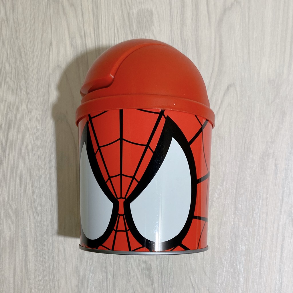 現貨🔴日本大阪 環球影城 蜘蛛人 桌上型小垃圾桶 餅乾鐵桶 二手