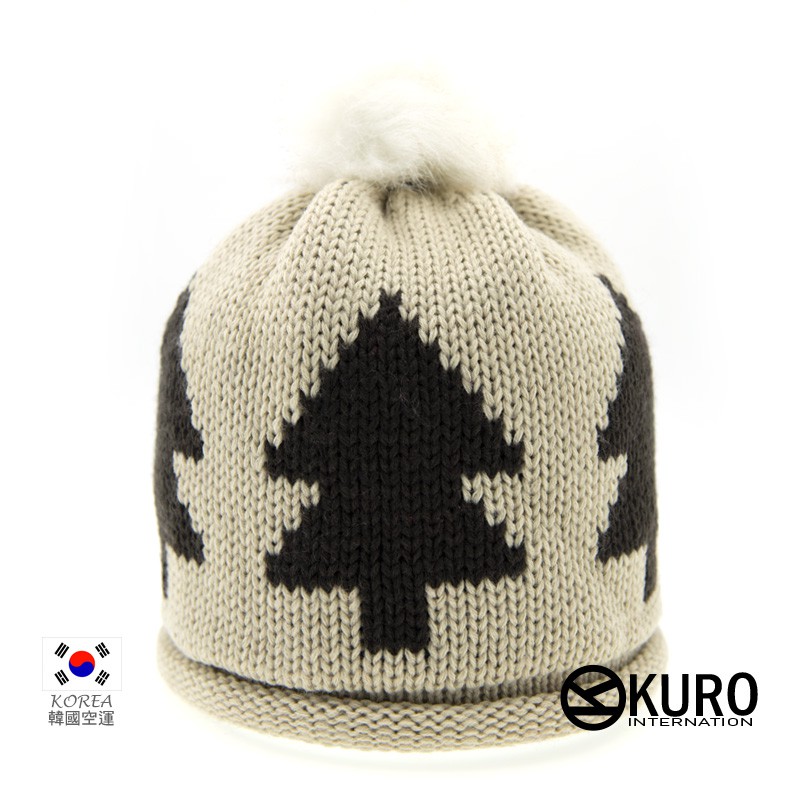 KURO-SHOP韓國進口 鴕色樹狀球球針織帽
