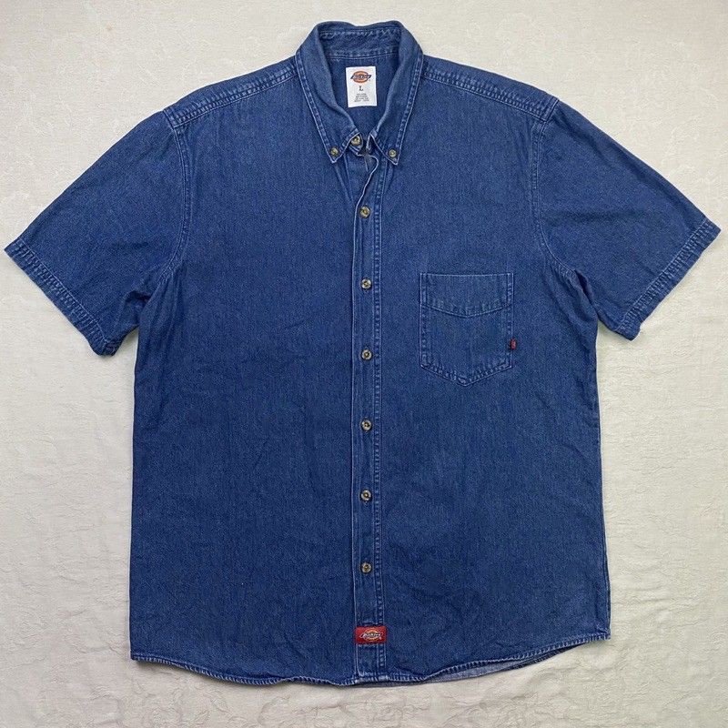 （二手）DICKIES 牛仔短袖襯衫 丹寧 短袖襯衫 古著襯衫  carhartt tommy polo