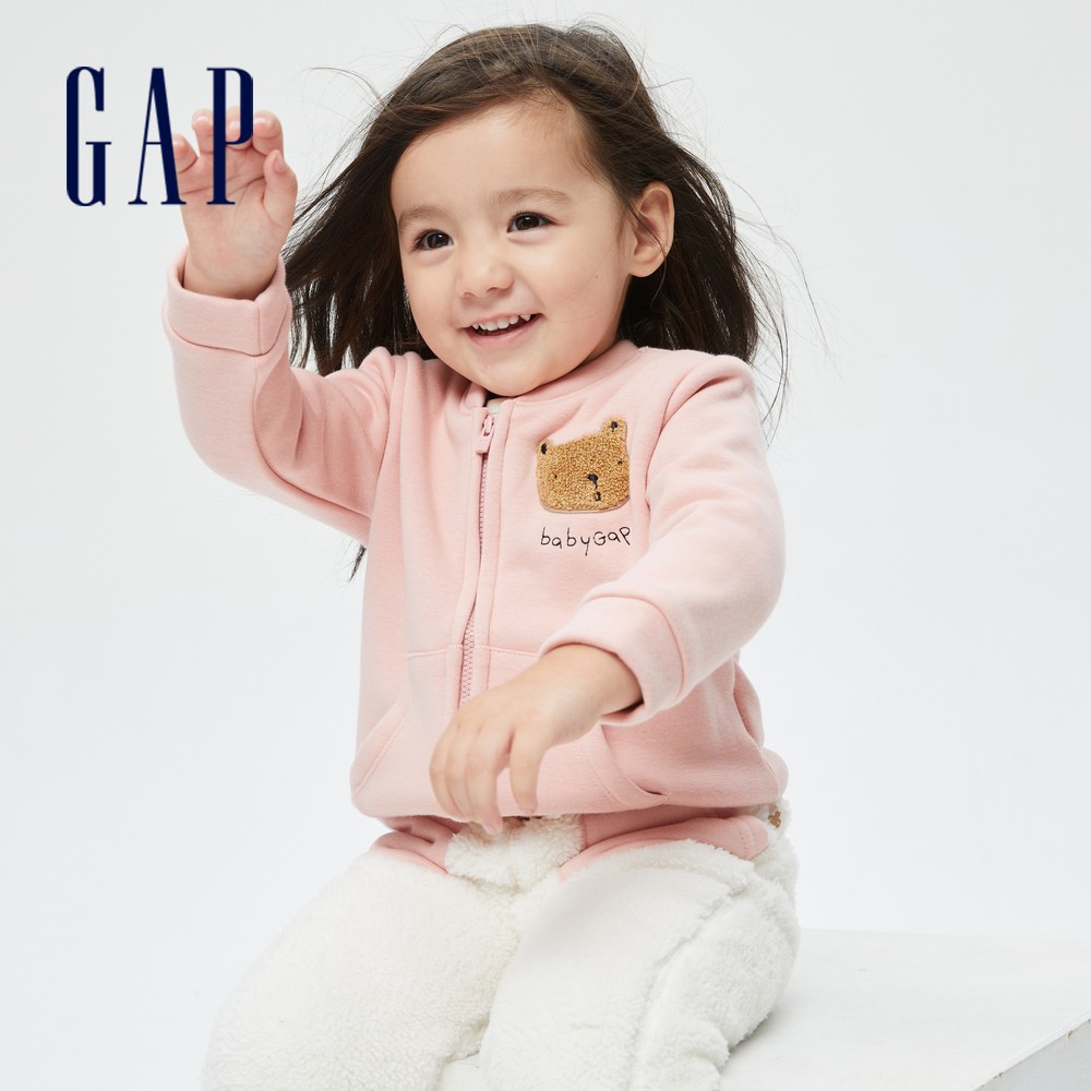 Gap 嬰兒裝 刷毛長袖外套-粉色(740229)