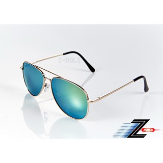 【視鼎Z-POLS兒童流行款】 複刻版時尚設計 頂級抗UV400強化PC片 金屬太陽眼鏡(金綠款)