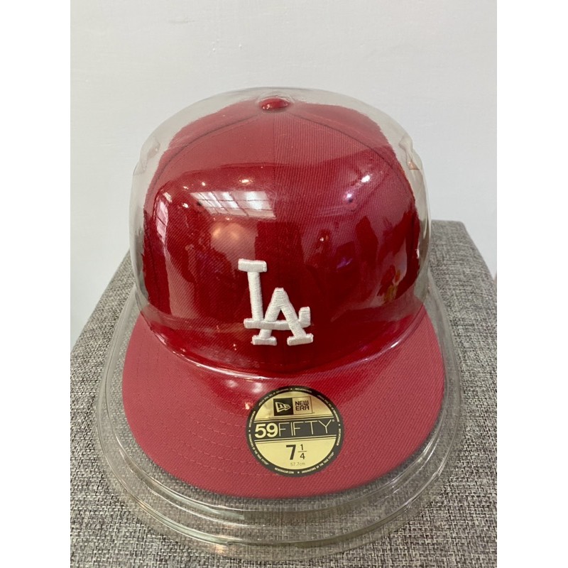 [NEW ERA]二手正品MLB LA洛杉磯隊棒球帽 紅色59FIFTY