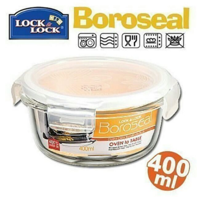 樂扣&amp;樂扣【Lock&amp;Lock】 耐熱玻璃圓型保鮮盒(400ml/400cc) LLG-822