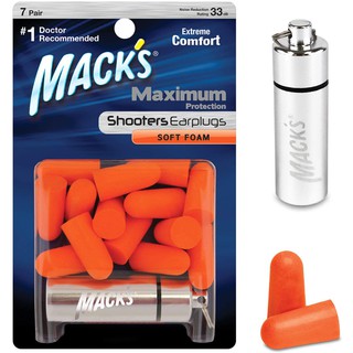 Mack''s 橘色打靶射擊耳塞 降噪33分貝 7對入 含收納盒 Protection Soft macks