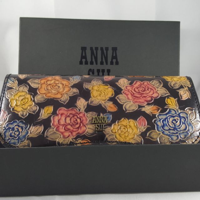 👑💍💄ANNA SUI  真愛玫瑰真皮珠釦長夾🌹🍒🌷