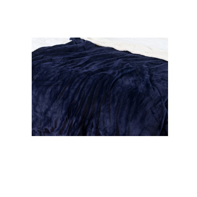 @台南貓媽@雙面法蘭絨羊羔絨毯(深藍色)雙面保暖145X200cm