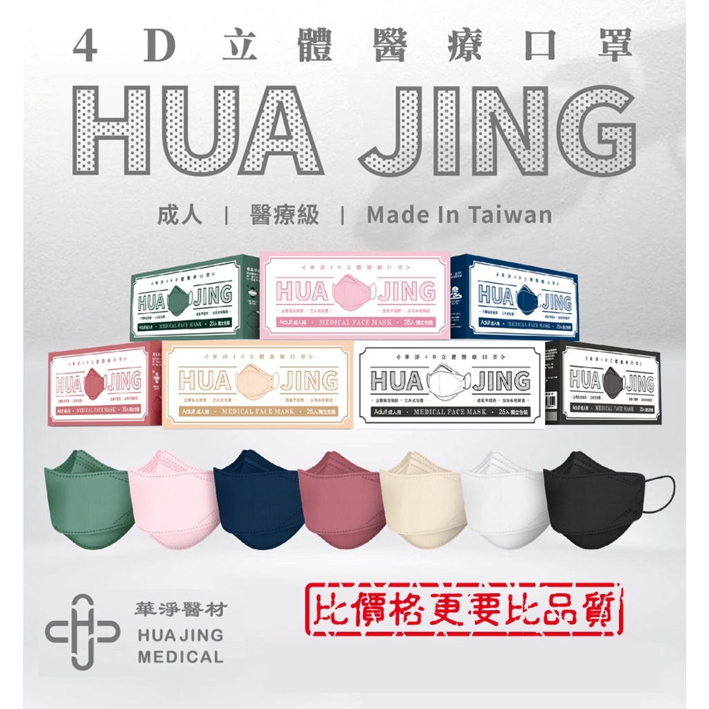 華淨醫用口罩-4D立體醫療口罩-成人用/兒童用 (25片/盒隨貨附發票)台灣製
