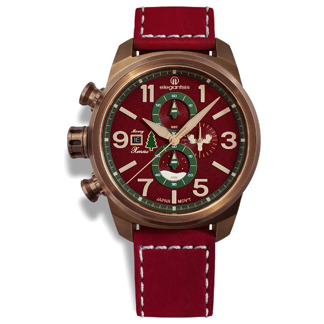 elegantsis 傑本尼氏 ELJT48MQS-OR02LC 聖誕限定-紅聖誕計時腕錶/紅色面 45.5mm