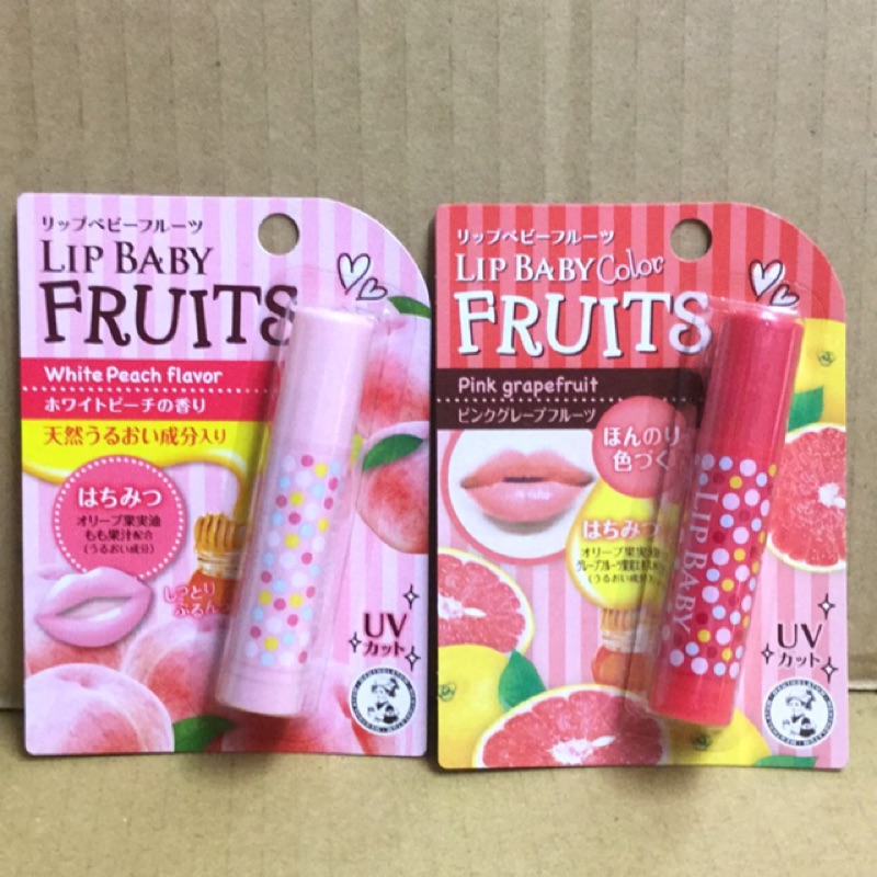 日本曼秀雷敦lip baby fruits水果護唇膏（葡萄柚香、水蜜桃香）