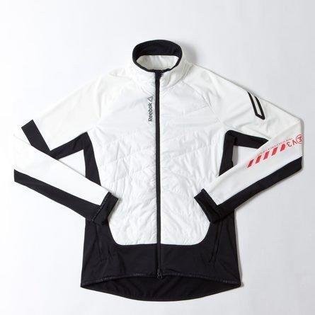 （促銷商品）Reebok MV3系列 女子 路跑 馬拉松 運動 防風保暖 半高領外套-黑白S