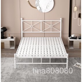歐式鐵藝床 1.5米網紅公主鐵床 現代簡約1.8米單雙人齣租房公寓床架