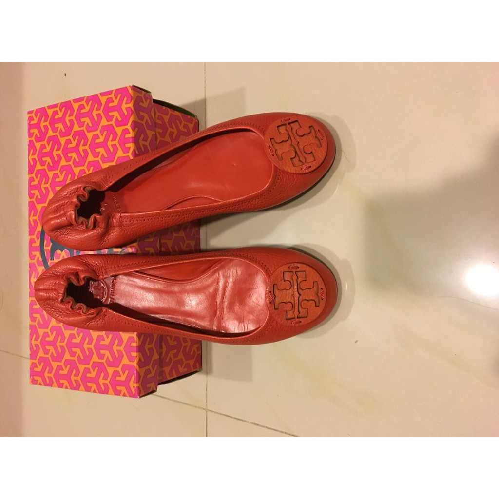 Tory Burch 平底鞋 娃娃鞋 9號 適合25-25.5cm 紅 橘