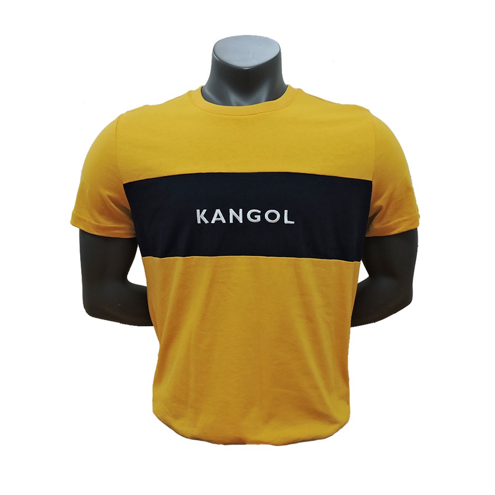 KANGOL男款黃色拼接LOGO短袖上衣-NO.6021101062
