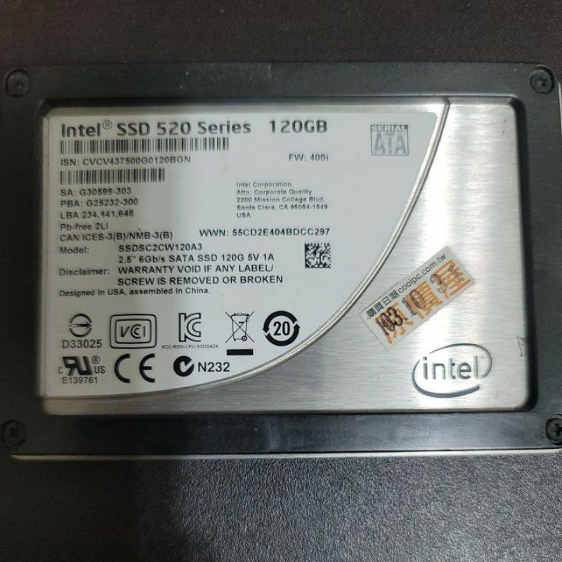 英特爾 intel SSD 520 Series 120G