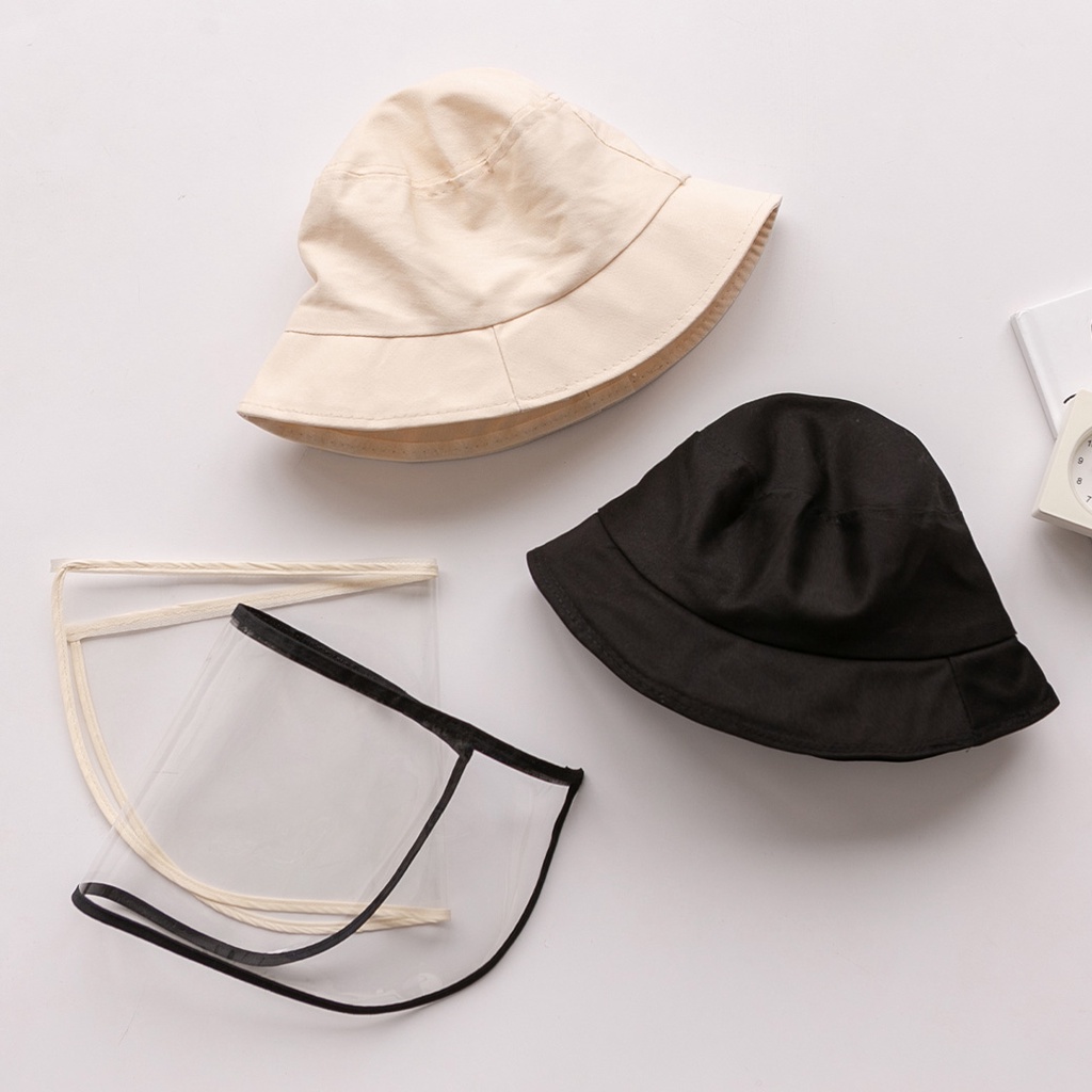 MUMU【TM01153】兩用漁夫帽  面罩可拆 杏色 黑色 成人 兒童 遮陽帽 防飛沫 防疫帽 親子裝 親子帽 防護帽