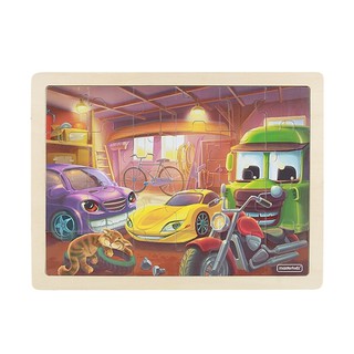 【英國Masterkidz】24片木製拼圖-快樂小車庫