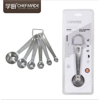 ✅發票&現貨 chefmade學廚304不鏽鋼量勺 量勺6件套裝 刻度勺奶粉勺 廚房量匙 帶刻度量匙 茶匙 調味匙