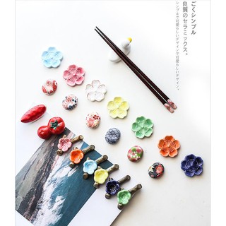 【LUCKY HOUSE 福氣坊】筷子架 陶瓷卡通創意筷枕 筷托 日式和風梅花櫻花餐具