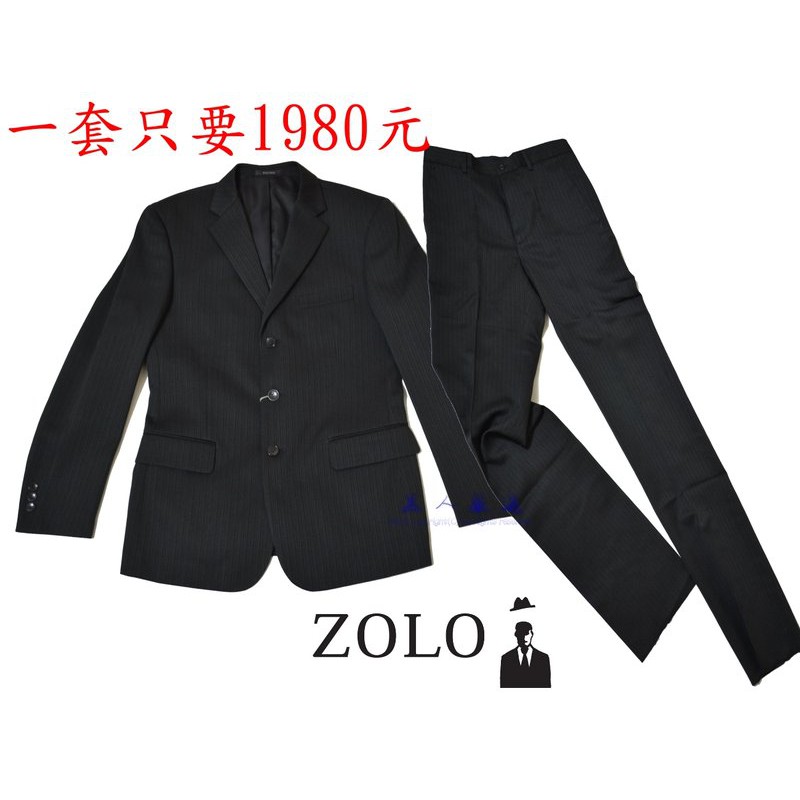 黑芳體育 日本品牌zolo 西服專櫃商務款面試成套西裝黑色條紋外套西裝褲m號外套l號長褲 Za18 蝦皮購物