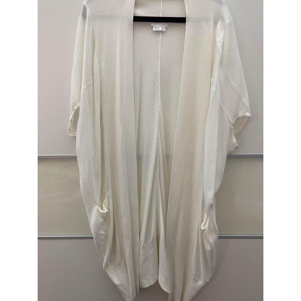 [二手］DKNY 白色短袖特殊造型長罩衫外套