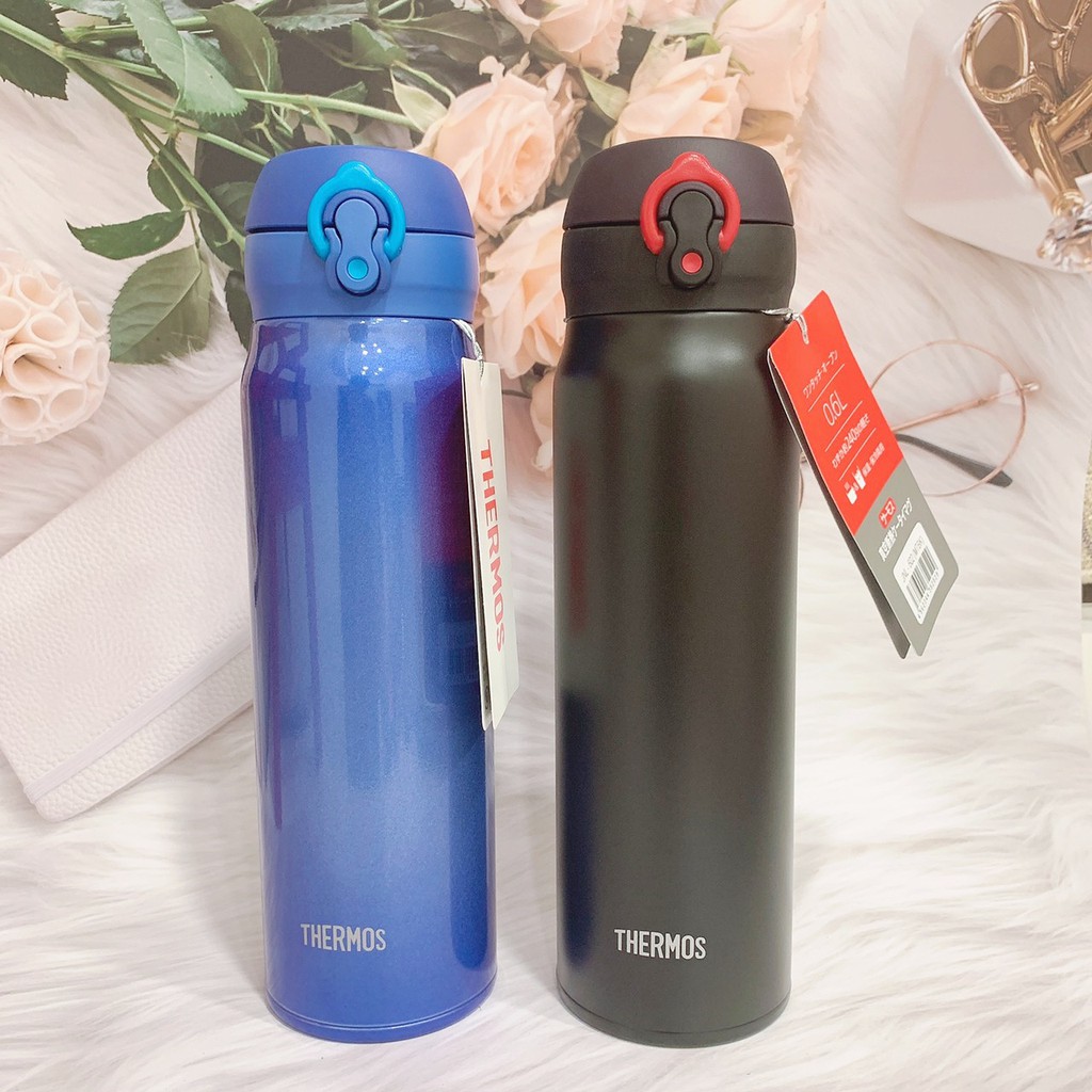 膳魔師 不銹鋼真空保溫瓶600ml JNL-602 藍/黑 素色 Thermos/專櫃購入/好攜帶大容量輕水壺 保溫保冷