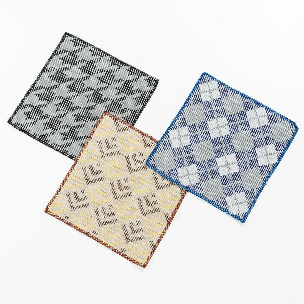 純棉日系風格緞提小方巾 21 X 22CM  單條 達興織造 台灣製
