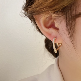 ✨Susan 韓國同款設計感百搭愛心耳環女 簡約氣質個性鋯石耳圈 時尚氣質純銀耳飾