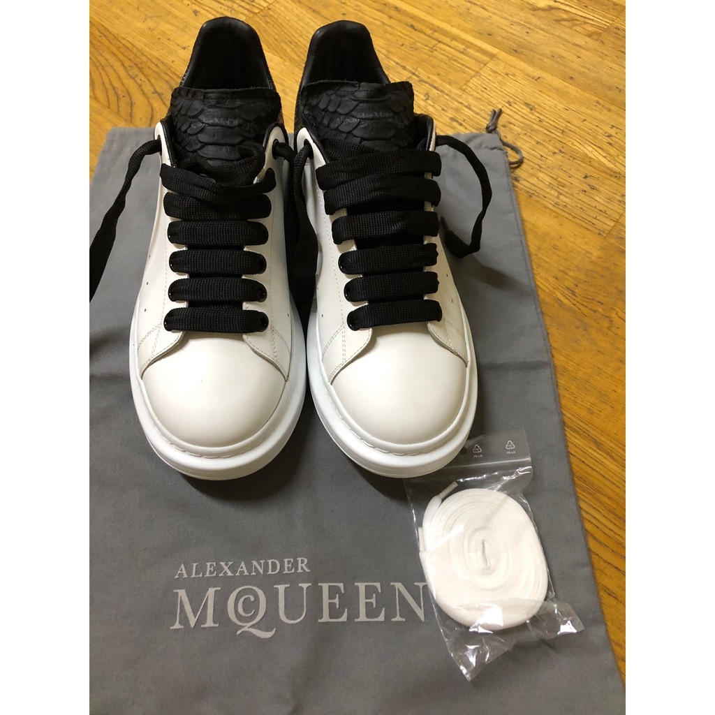 Alexander McQueen MCQ 全白黑尾皮革真皮厚底小白鞋（日本專賣店購入 