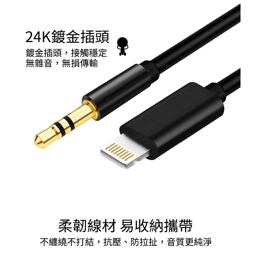 Iphone 車用aux 音源線轉接線汽車蘋果iphone 無名 M 蝦皮購物