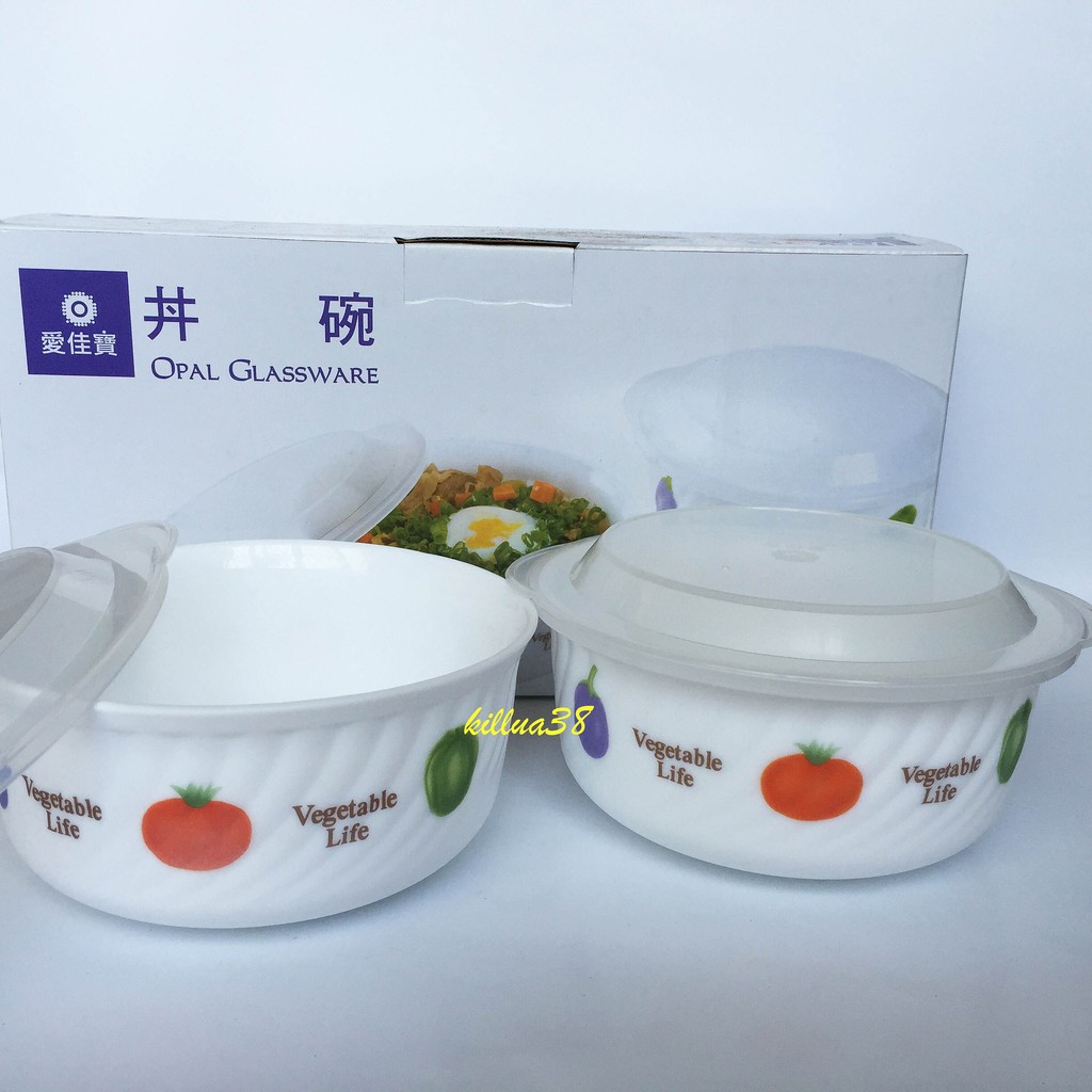 愛佳寶 強化玻璃丼碗2入裝 1000ML 附微波蓋 適用於微波爐 陶瓷碗 拉麵碗 AKB-6502P