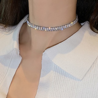 女士鑽石網球項鍊項鍊奢華冰晶鋯石領短鏈頸時尚首飾