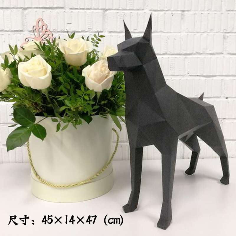 立體手工diy紙雕杜賓狗立體落地等比擺件動物裝飾紙藝模型 蝦皮購物